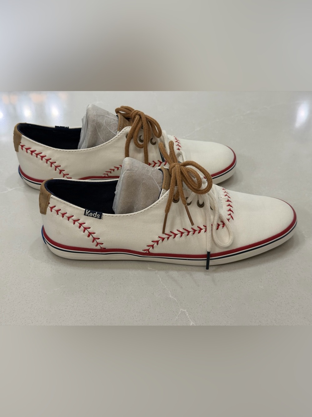 Keds Champion Pennant Baseball Stitch Sneakers Off White Size 8M